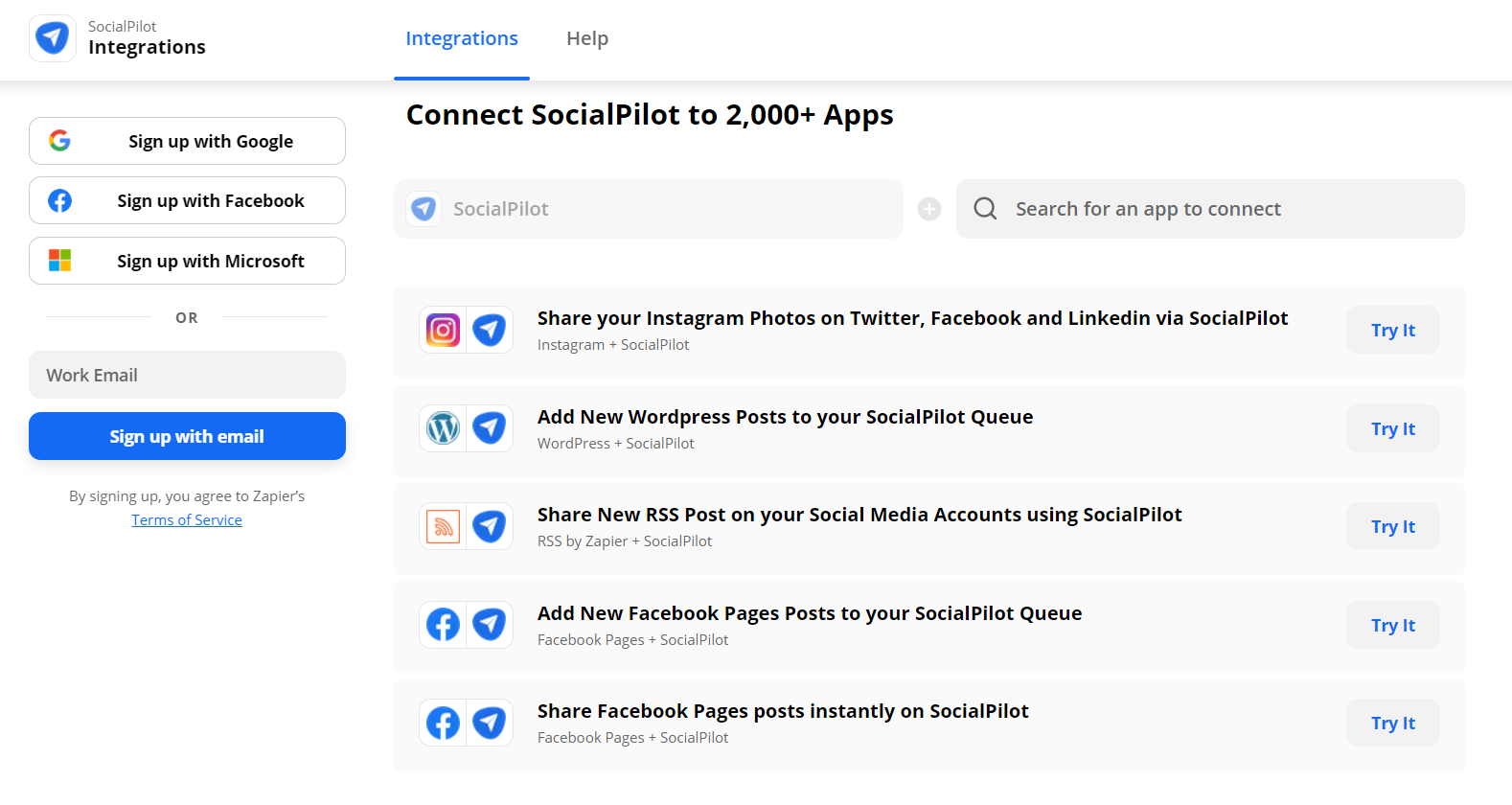 Connectez SocialPilot à 2000 applications