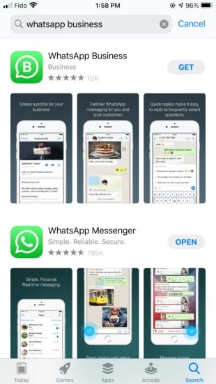 télécharger l'application professionnelle WhatsApp