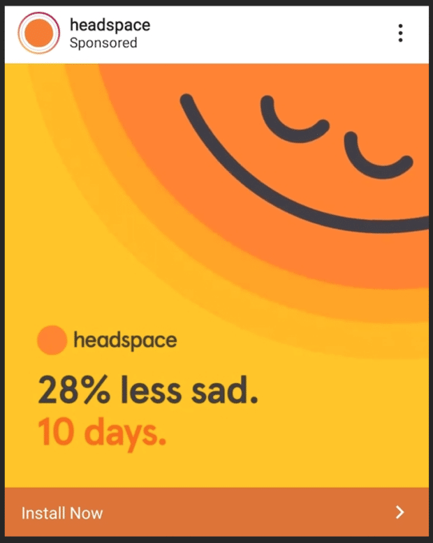 Annonce Headspace 28% moins triste