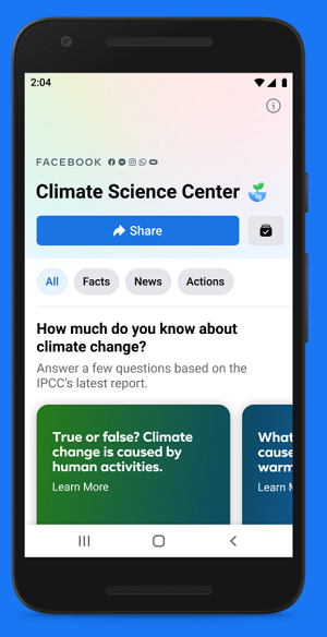 Mise à jour du Centre des sciences du climat Facebook