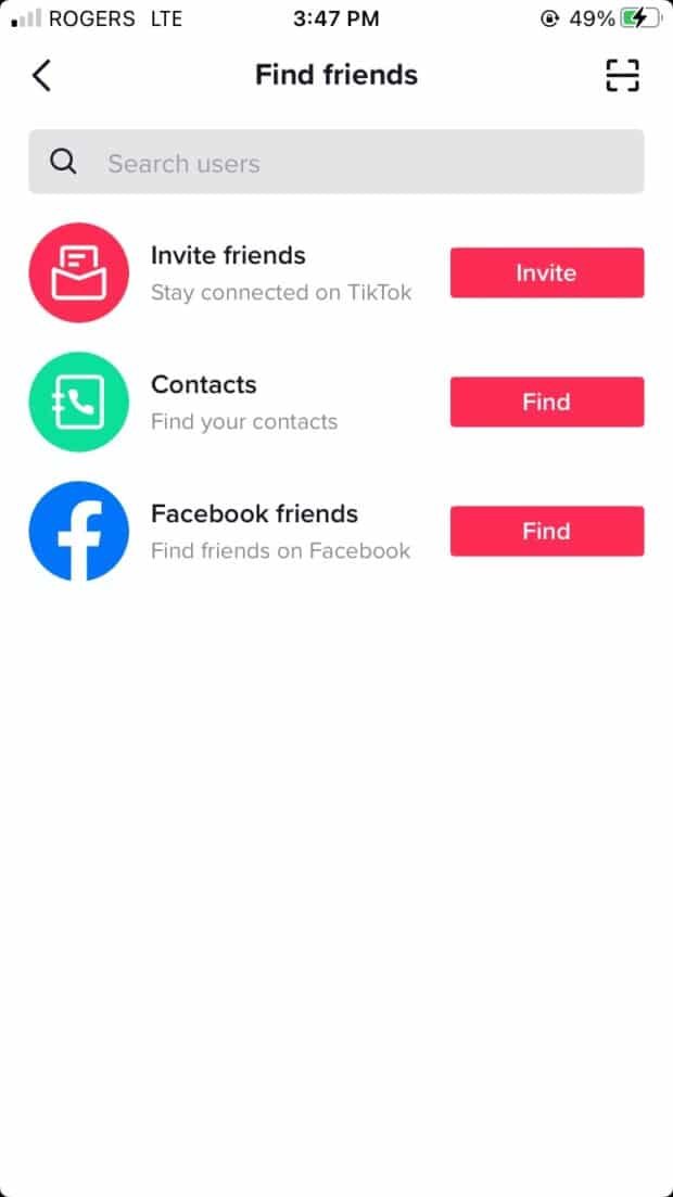 trouver des amis en connectant le profil à la liste de contacts ou au compte Facebook