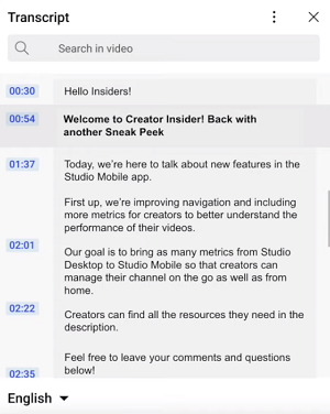 Sous-titres interrogeables sur YouTube