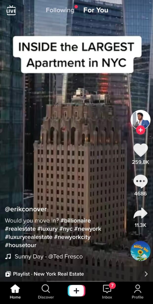 Capture d'écran de la page TikTok For You