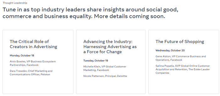 Sessions de la Semaine de la publicité Facebook
