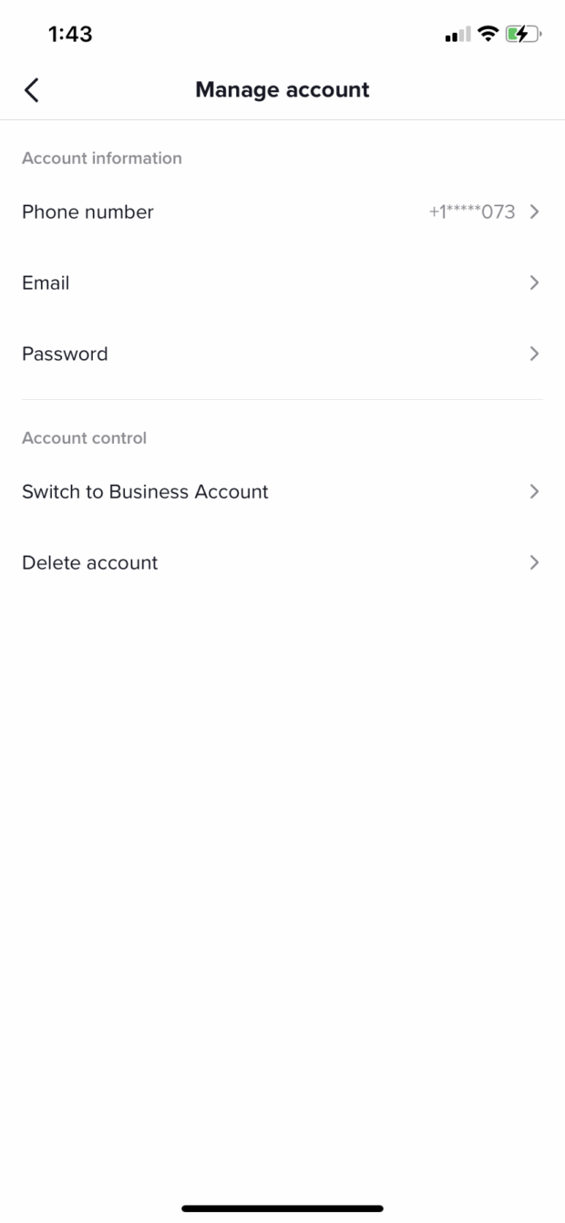 passer au compte professionnel TikTok sous Gérer le compte