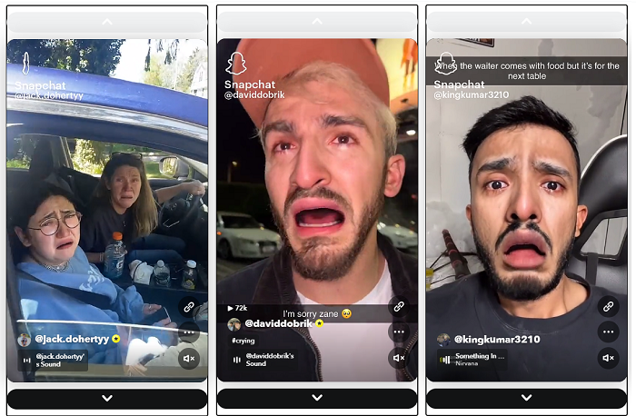 Snapchat qui pleure Exemples de lentilles