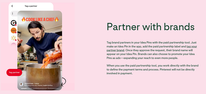 Outil de partenariat payant Pinterest