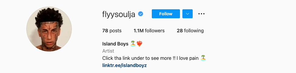 flyysoulja compte plus d'un million de followers sur instagram