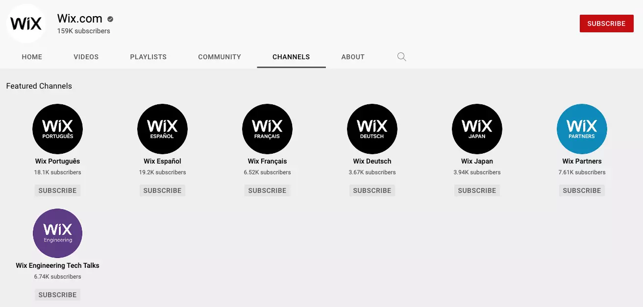 Wix sur YouTube