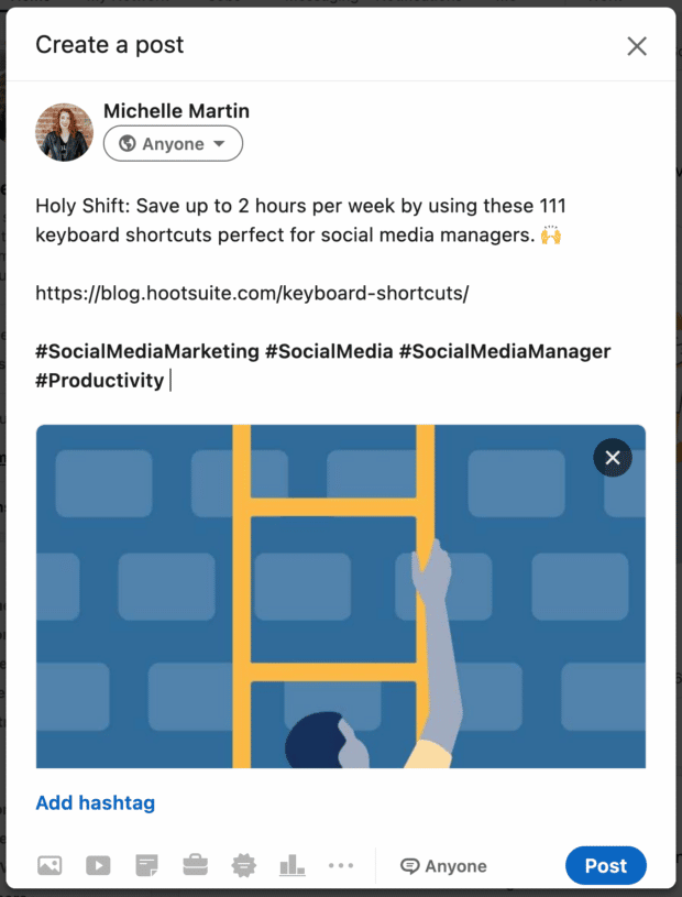 créer une publication sur les hashtags LinkedIn