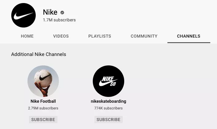 Nike sur YouTube