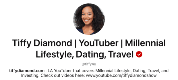 Tiffy Diamond YouTuber Style de vie millénaire, Rencontres, Voyage [social media bio example for pinterest]