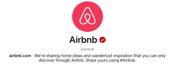 Airbnb partage des idées de maison et de l'inspiration pour voyager [pinterest bio example]