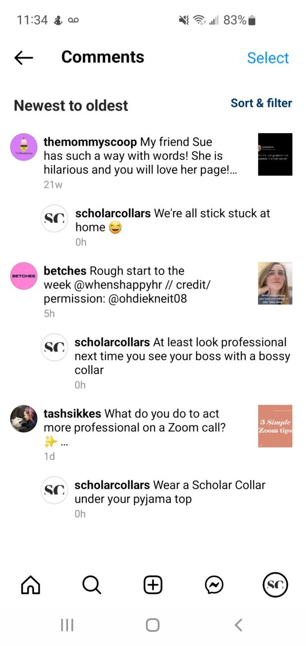 commentaires automatiques par publication sur les publications Instagram