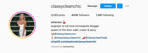 @classycleanchic ingénieur à blogueur bio à plein temps [instagram bio example]