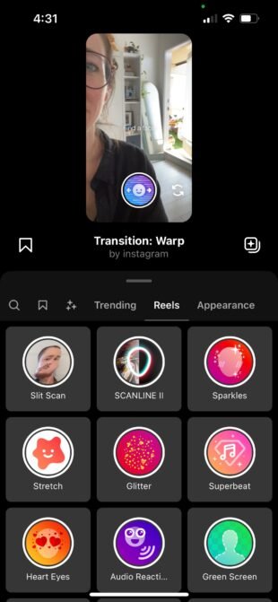 Comment utiliser les effets de transition dans Instagram Reels