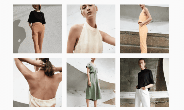 Une palette cohérente domine la page Instagram de la marque de mode Eve Gavel