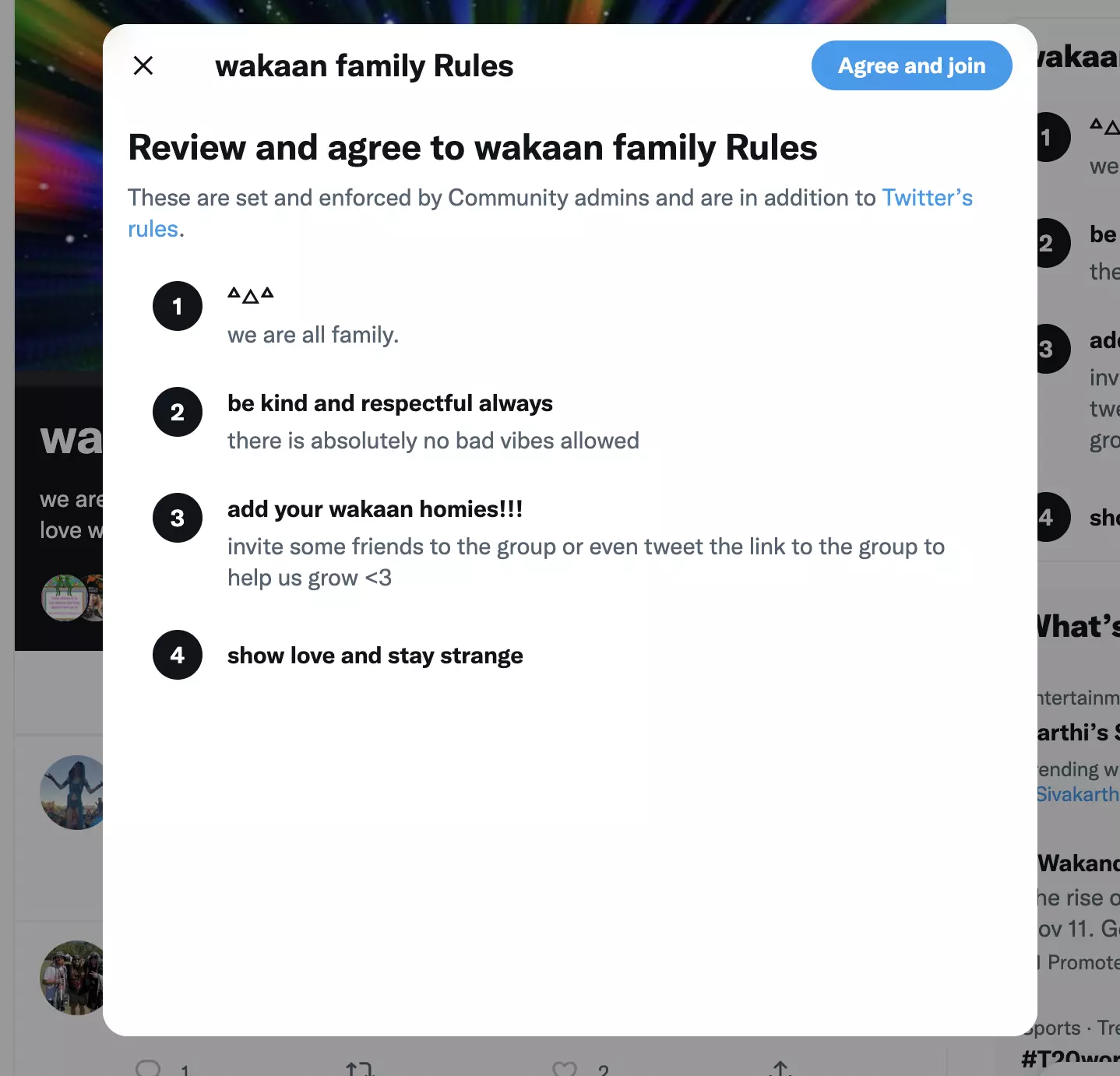 règles de la famille wakaan