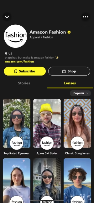 Partenariat Snapchat Amazon AR
