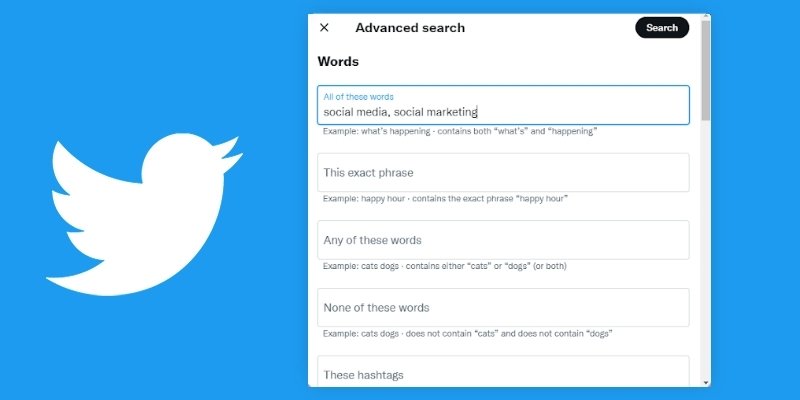 Recherche avancée Twitter par mots